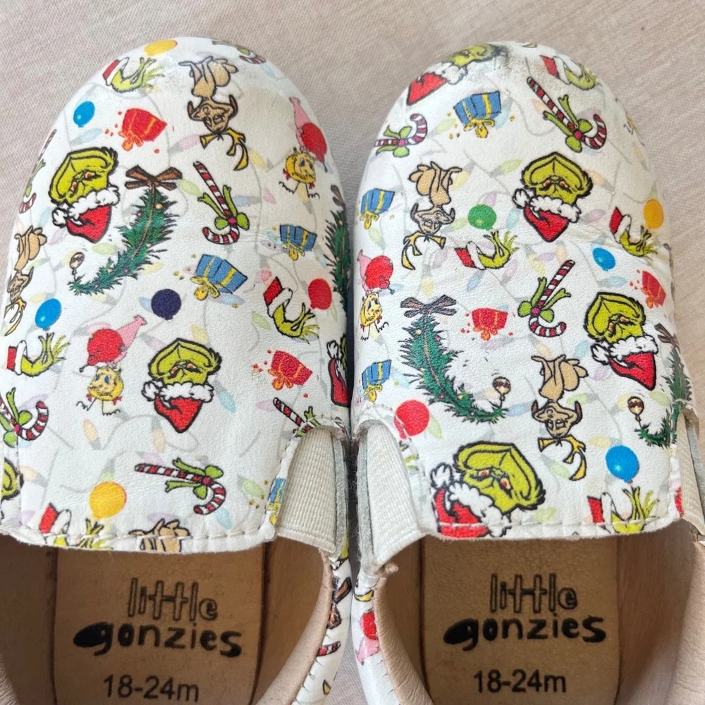 Little Gonzies The Grinch Christmas Slip On Shoes Toddler 18-24M White Holiday